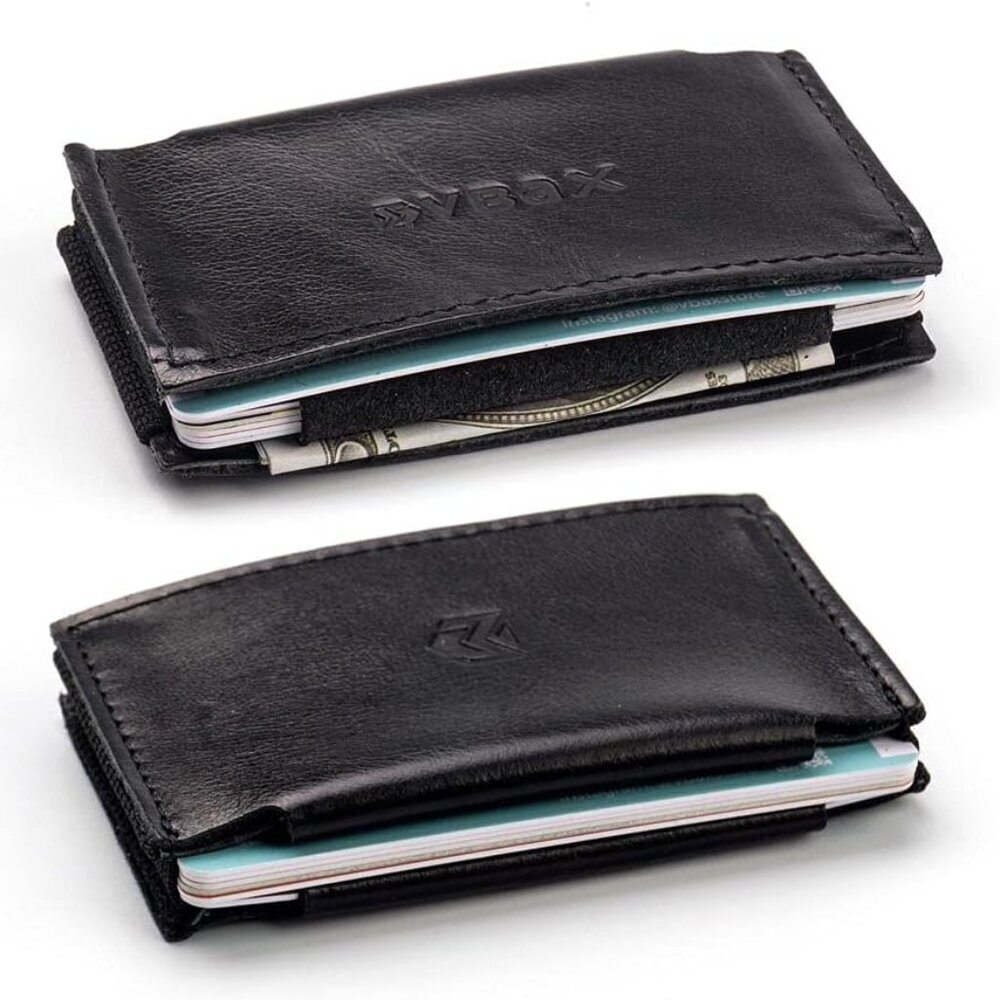 Slim Credit Card Wallet Men Front Pocket Elastic Black